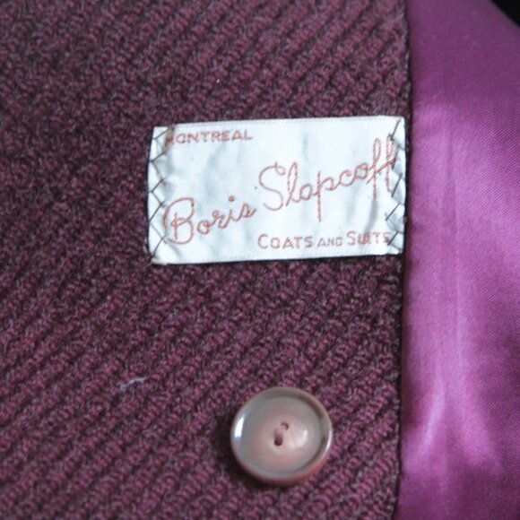 60's suit tweed coat and dress jumper burgundy purple tweed size 10 modern - Picture 4 of 7